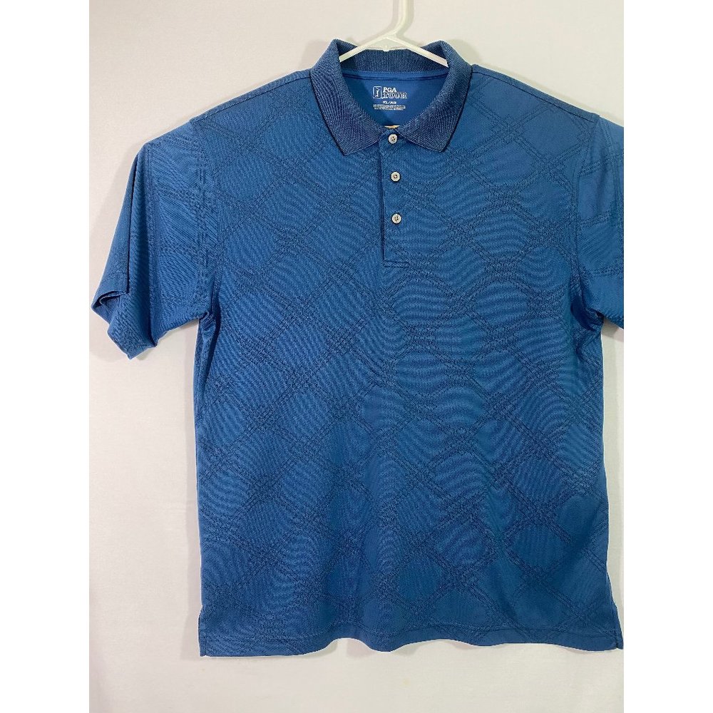 PGA Tour Golf Polo Shirt with Diamond Pattern